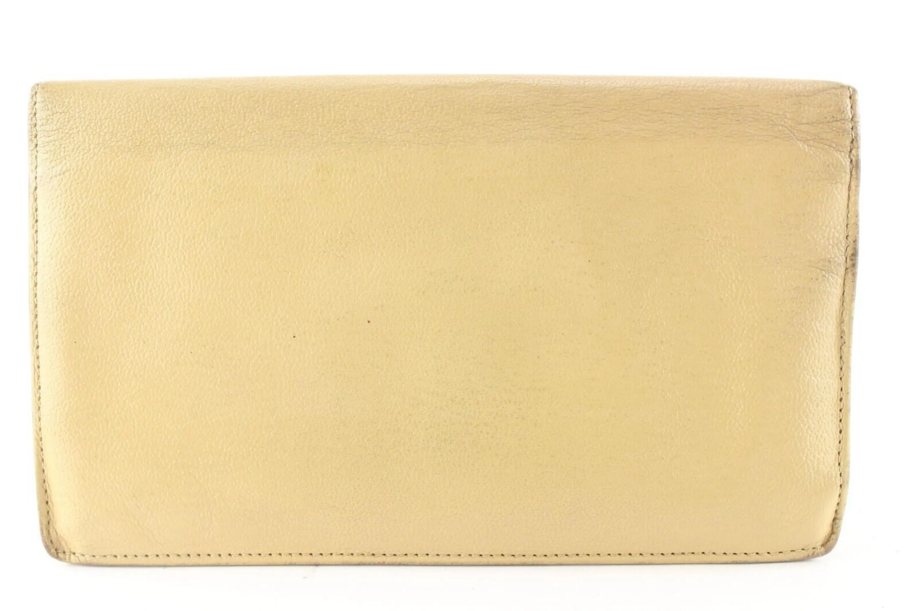 Chanel Beige CC Long Bifold Flap Wallet 2C512S