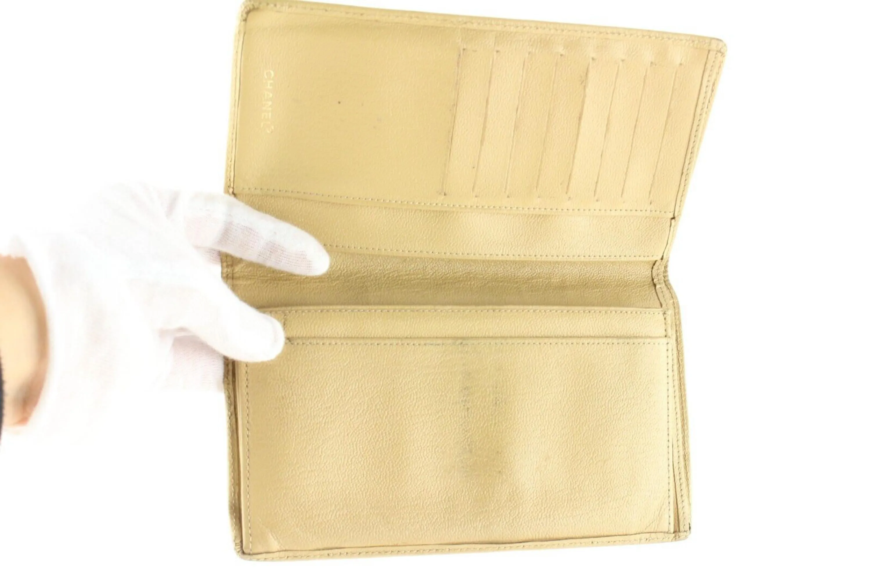 Chanel Beige CC Long Bifold Flap Wallet 2C512S