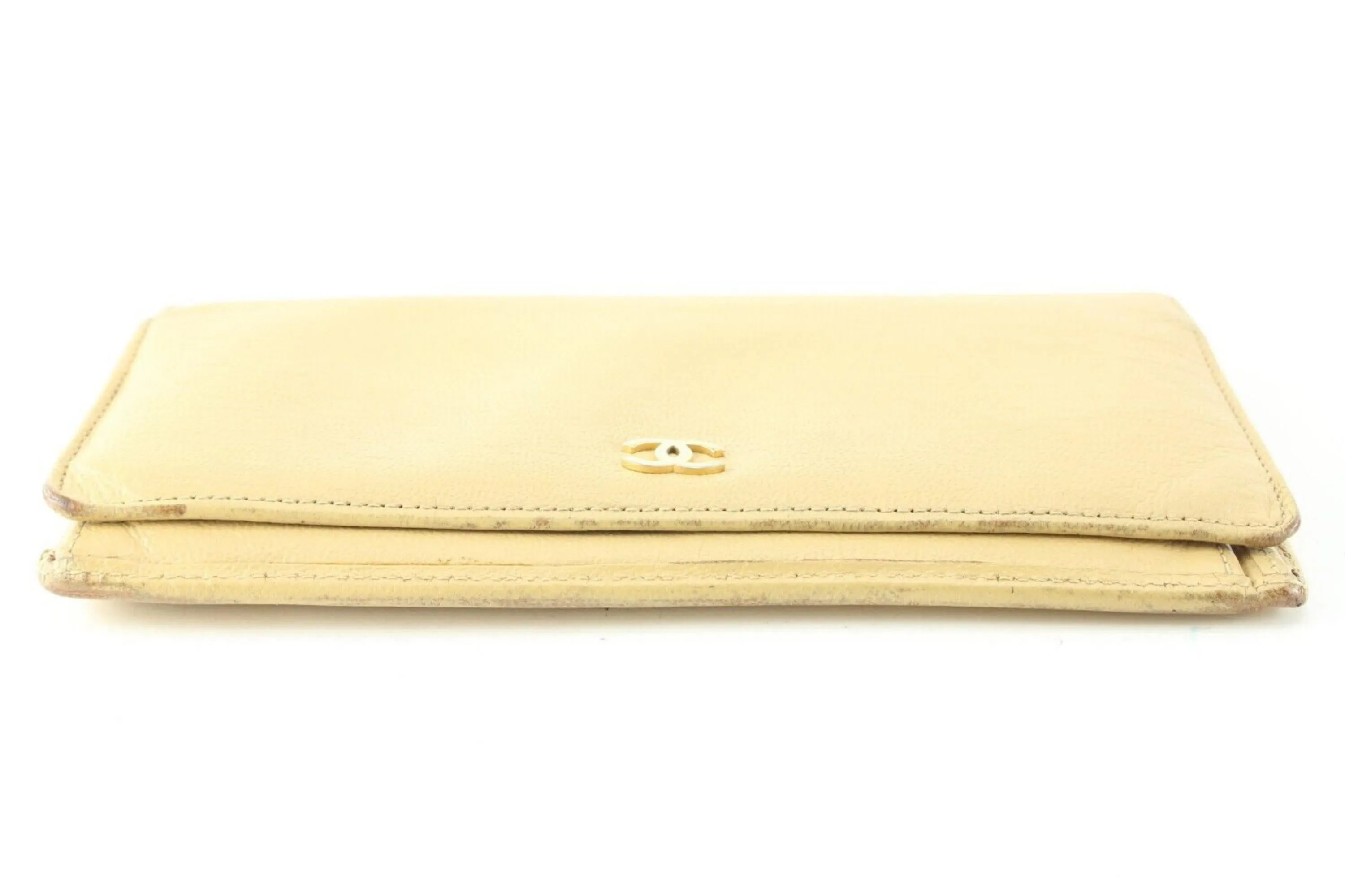 Chanel Beige CC Long Bifold Flap Wallet 2C512S