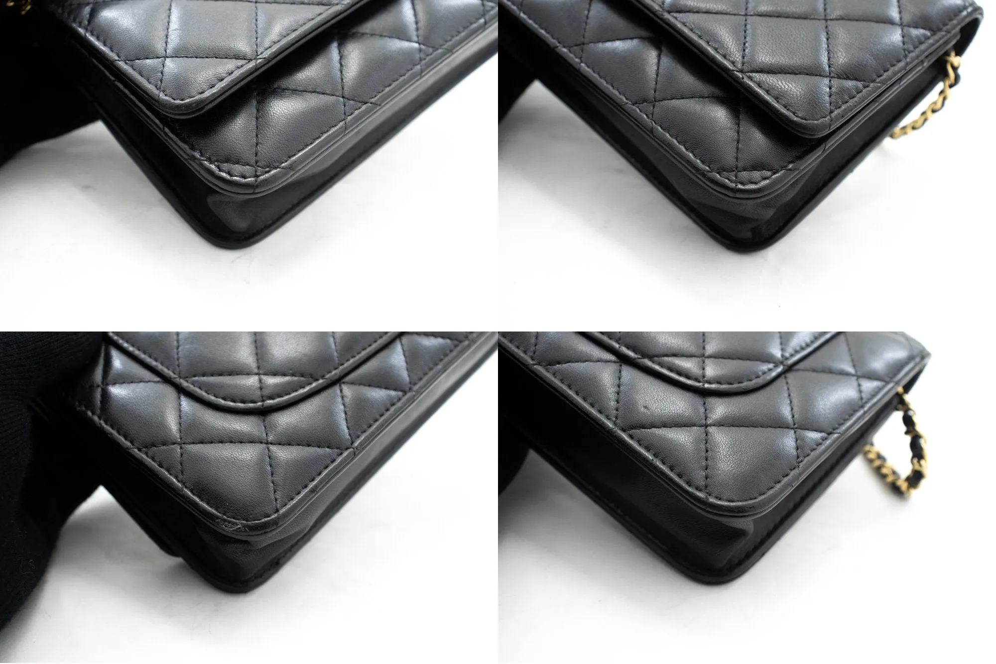 CHANEL Black Classic Wallet On Chain WOC Shoulder Bag Crossbody k89