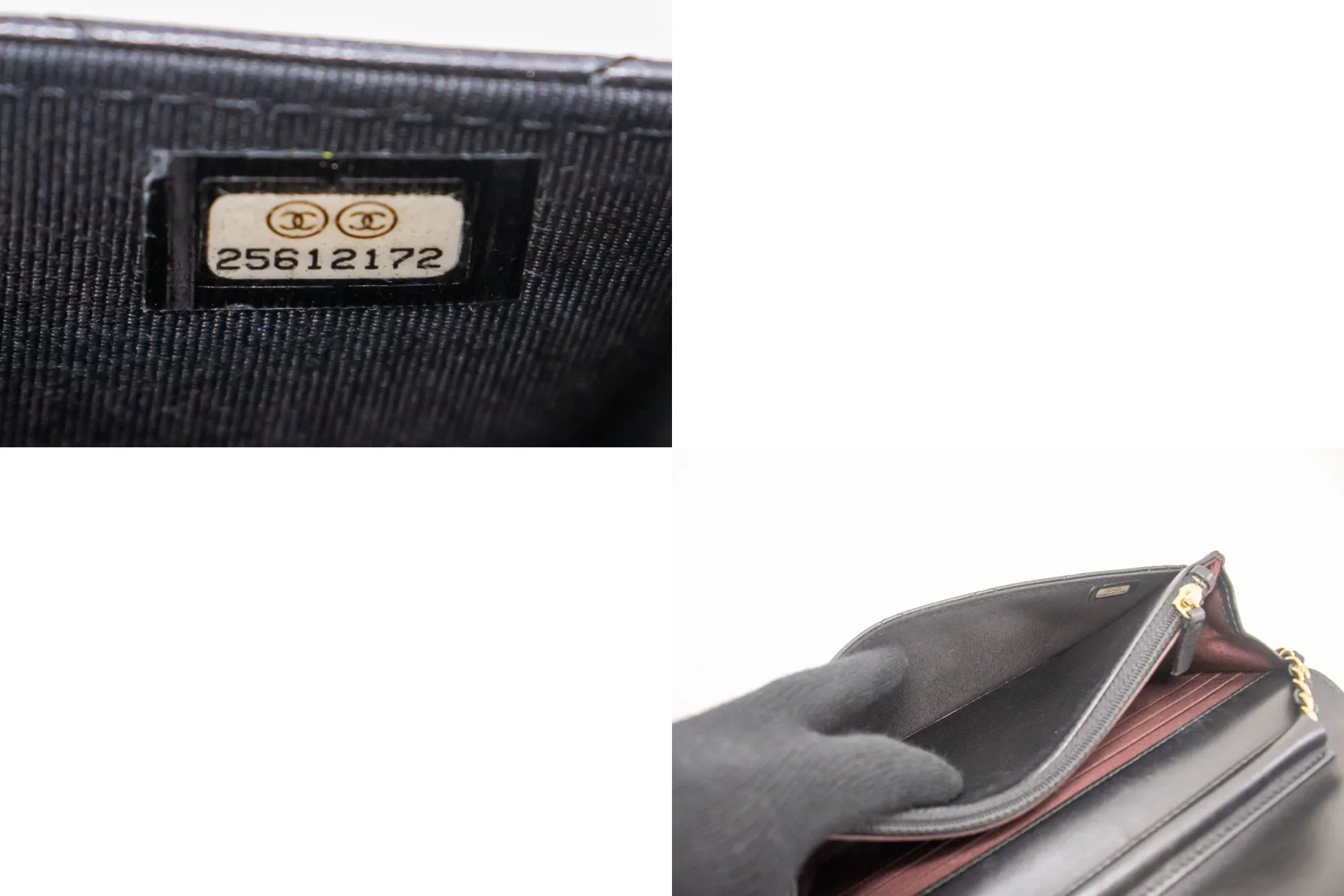 CHANEL Black Classic Wallet On Chain WOC Shoulder Bag Crossbody k89