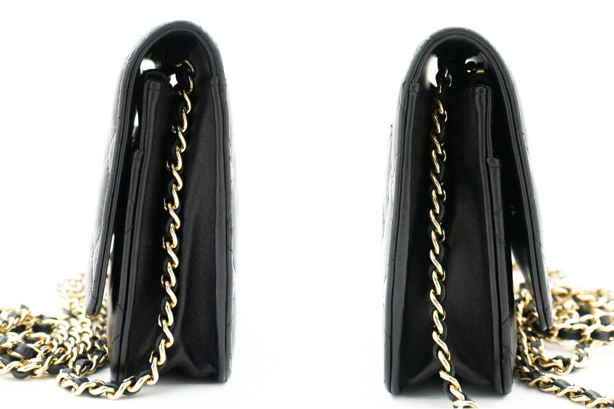 CHANEL Black Classic Wallet On Chain WOC Shoulder Bag Crossbody k89