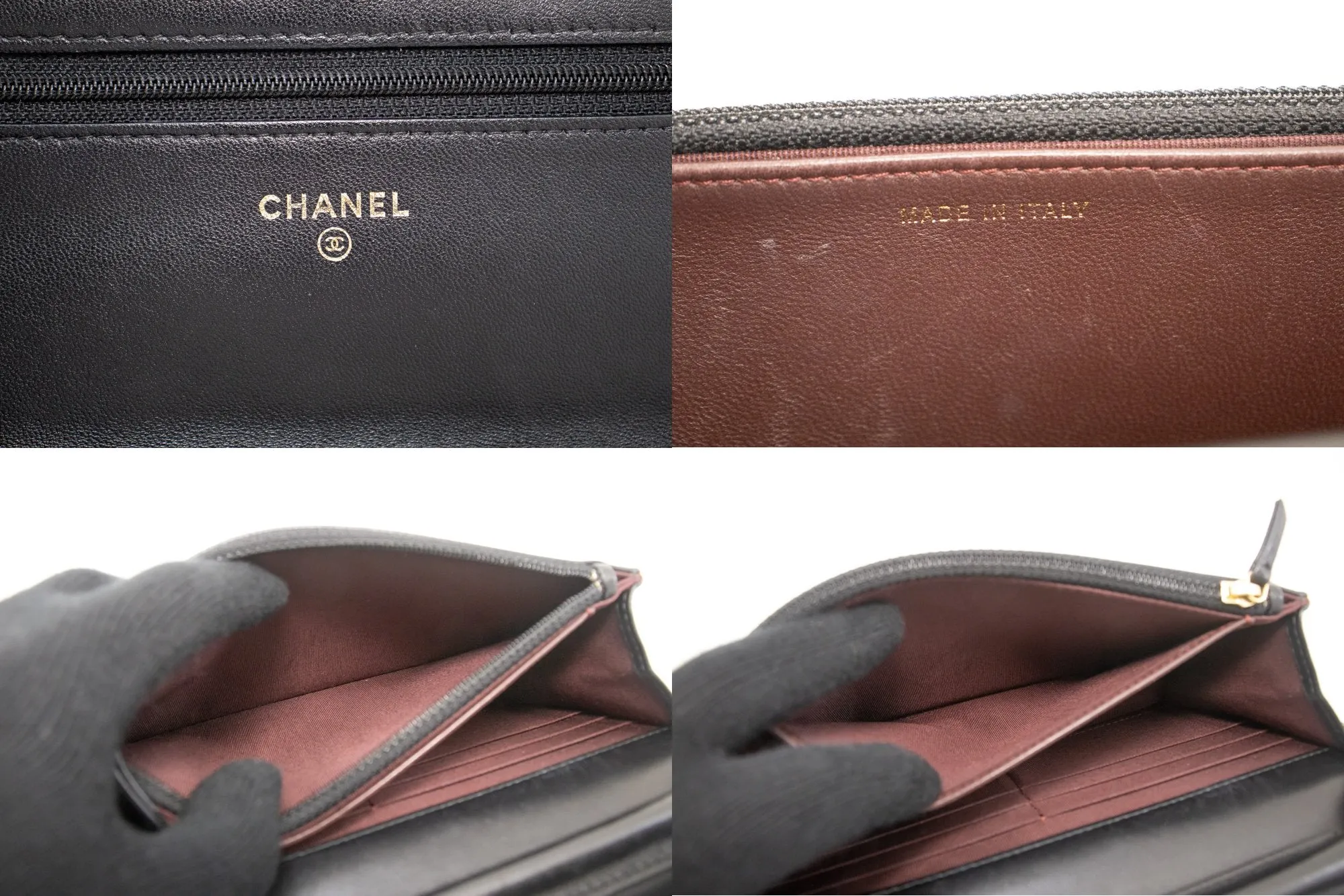 CHANEL Black Classic Wallet On Chain WOC Shoulder Bag Crossbody k89