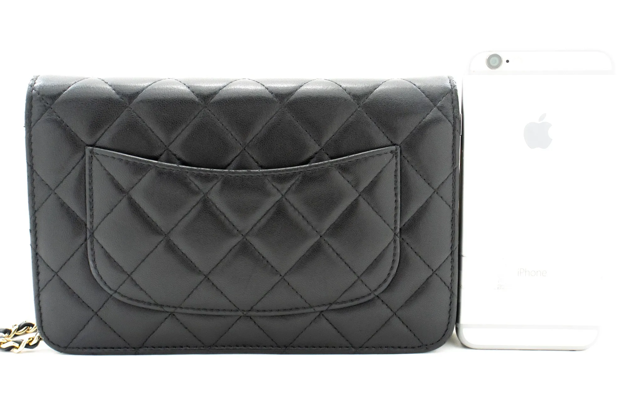 CHANEL Black Classic Wallet On Chain WOC Shoulder Bag Crossbody k89