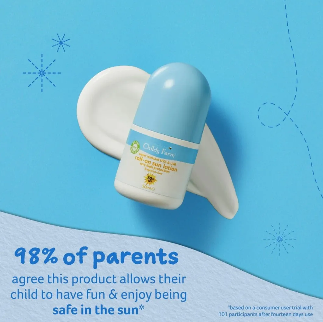 Childs Farm Water Resistant Roll-On Sun Lotion SPF 50  50ml