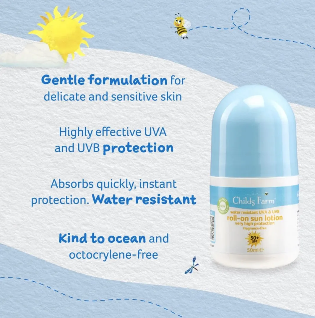 Childs Farm Water Resistant Roll-On Sun Lotion SPF 50  50ml