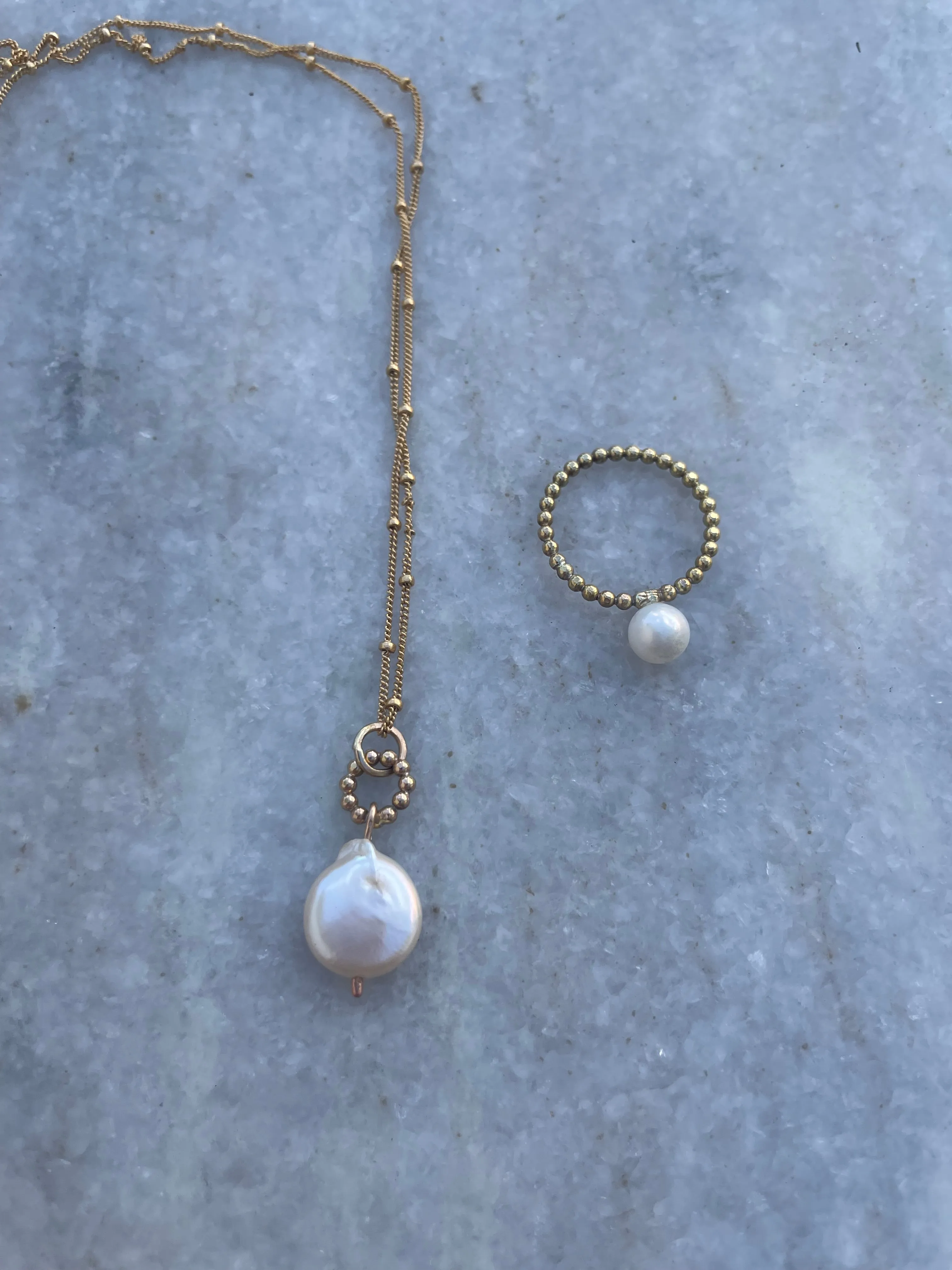 Coin Pearl Drop Necklace