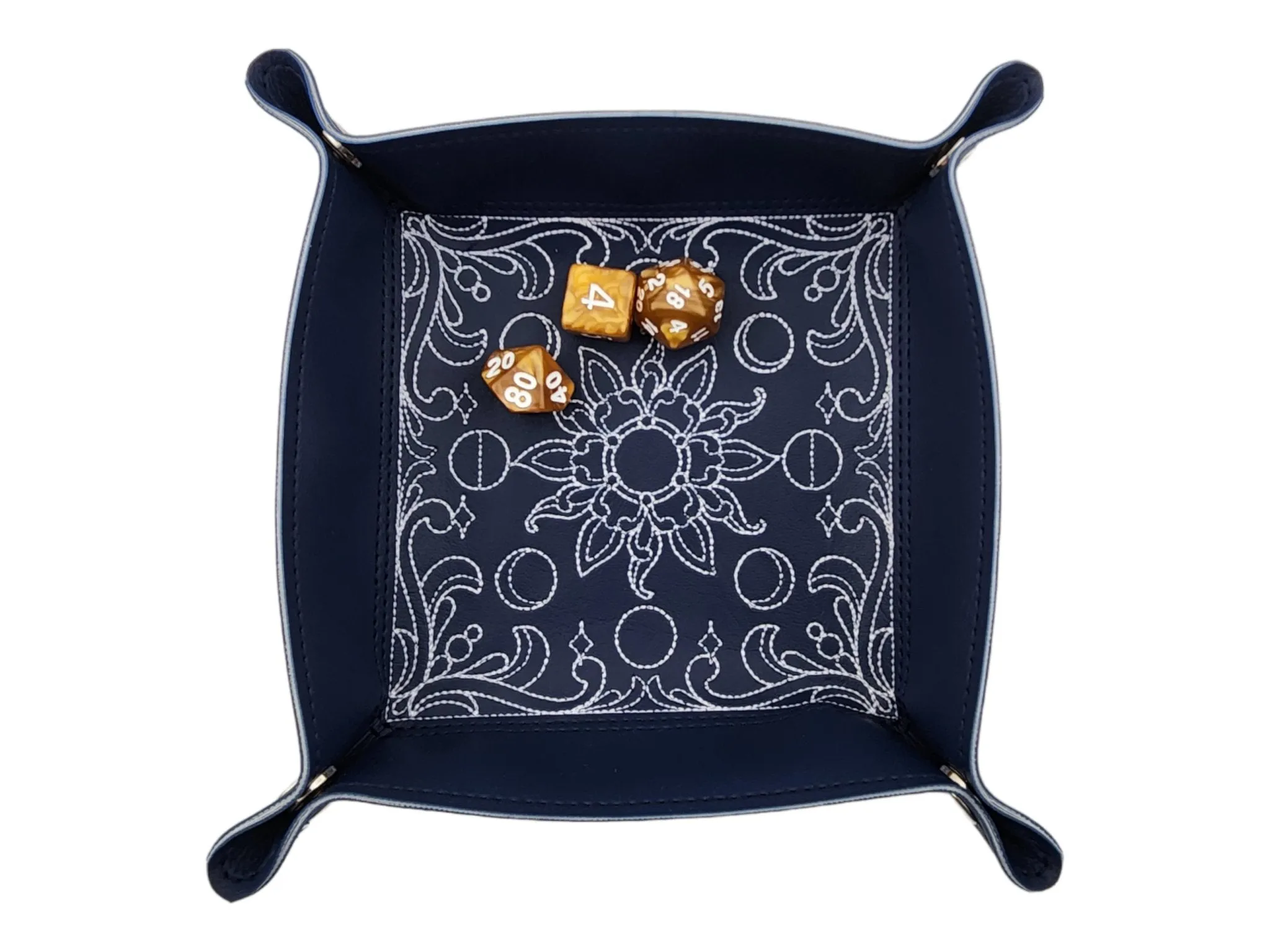 Collapsible Dice Rolling Tray with sun and moon phase design