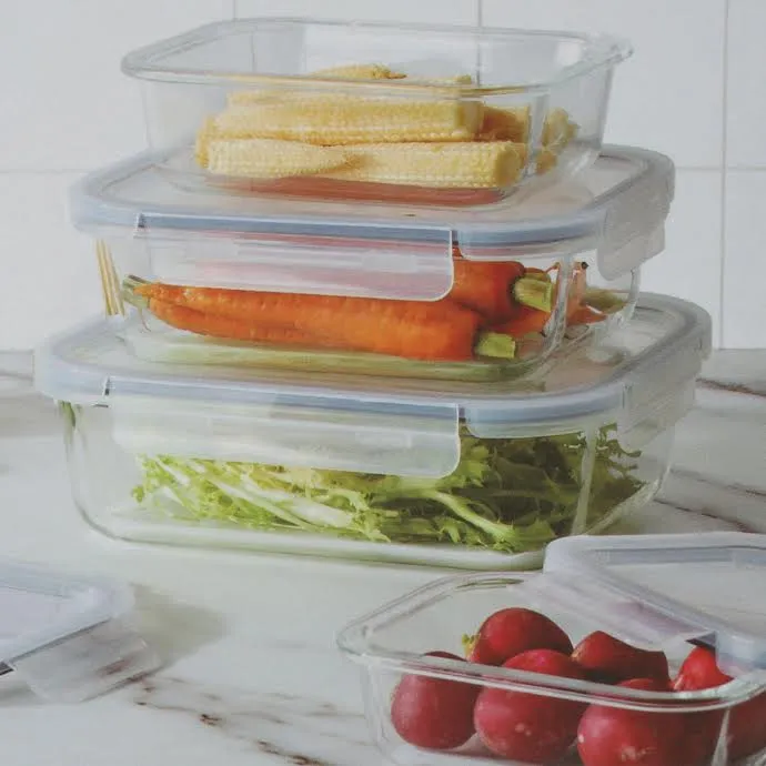 Continental Homeware Glass Lunch Box 3 Piece Set Clear CH1064