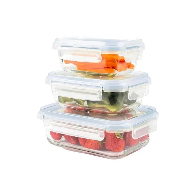 Continental Homeware Glass Lunch Box 3 Piece Set Clear CH1064