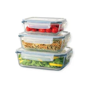 Continental Homeware Glass Lunch Box 3 Piece Set Clear CH1064