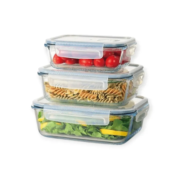 Continental Homeware Glass Lunch Box 3 Piece Set Clear CH1064