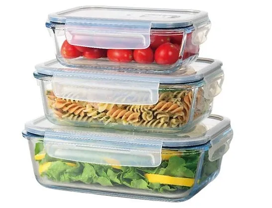 Continental Homeware Glass Lunch Box 3 Piece Set Clear CH1064