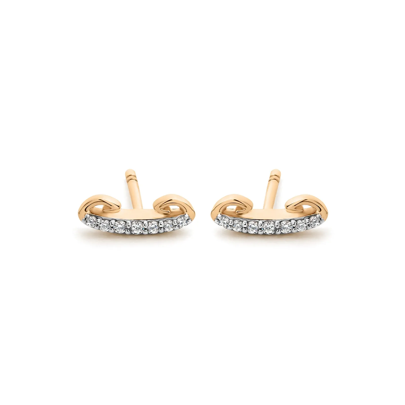 Crescent Pavé Stud Earring - 18K Rose Gold Vermeil   CZ Blanc