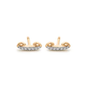 Crescent Pavé Stud Earring - 18K Rose Gold Vermeil   CZ Blanc