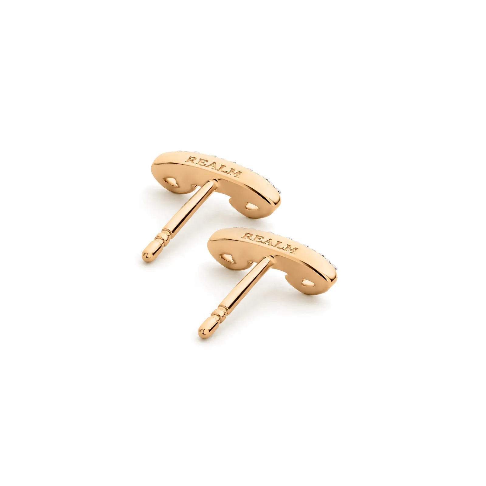 Crescent Pavé Stud Earring - 18K Rose Gold Vermeil   CZ Blanc