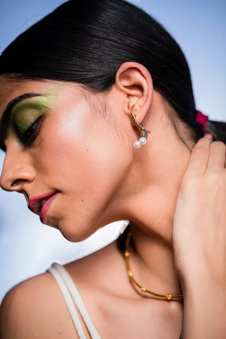 Demi Fine Jewelry-Two-Tone Plated-Earring-Koi Jacket-Gold & Ruthenium Silver-E14/21-Fashion Edit Unbent