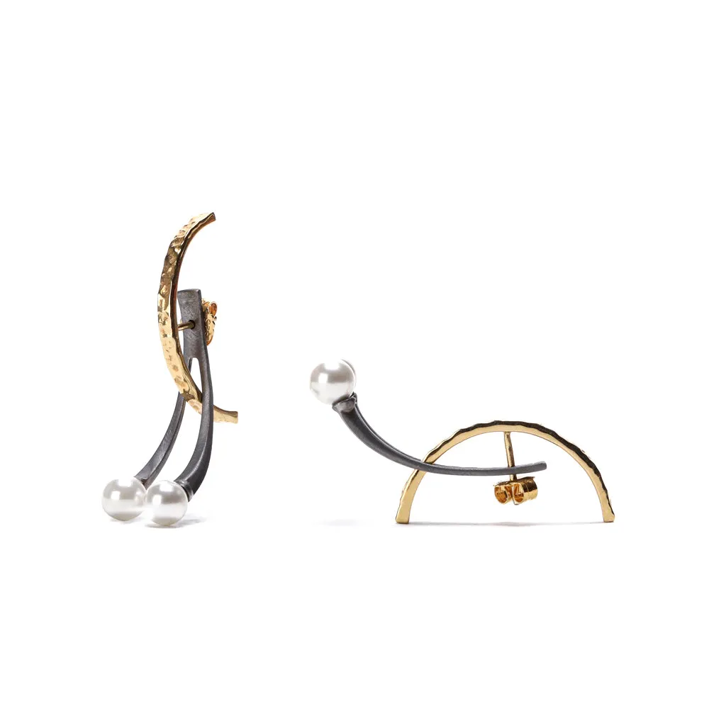 Demi Fine Jewelry-Two-Tone Plated-Earring-Koi Jacket-Gold & Ruthenium Silver-E14/21-Fashion Edit Unbent