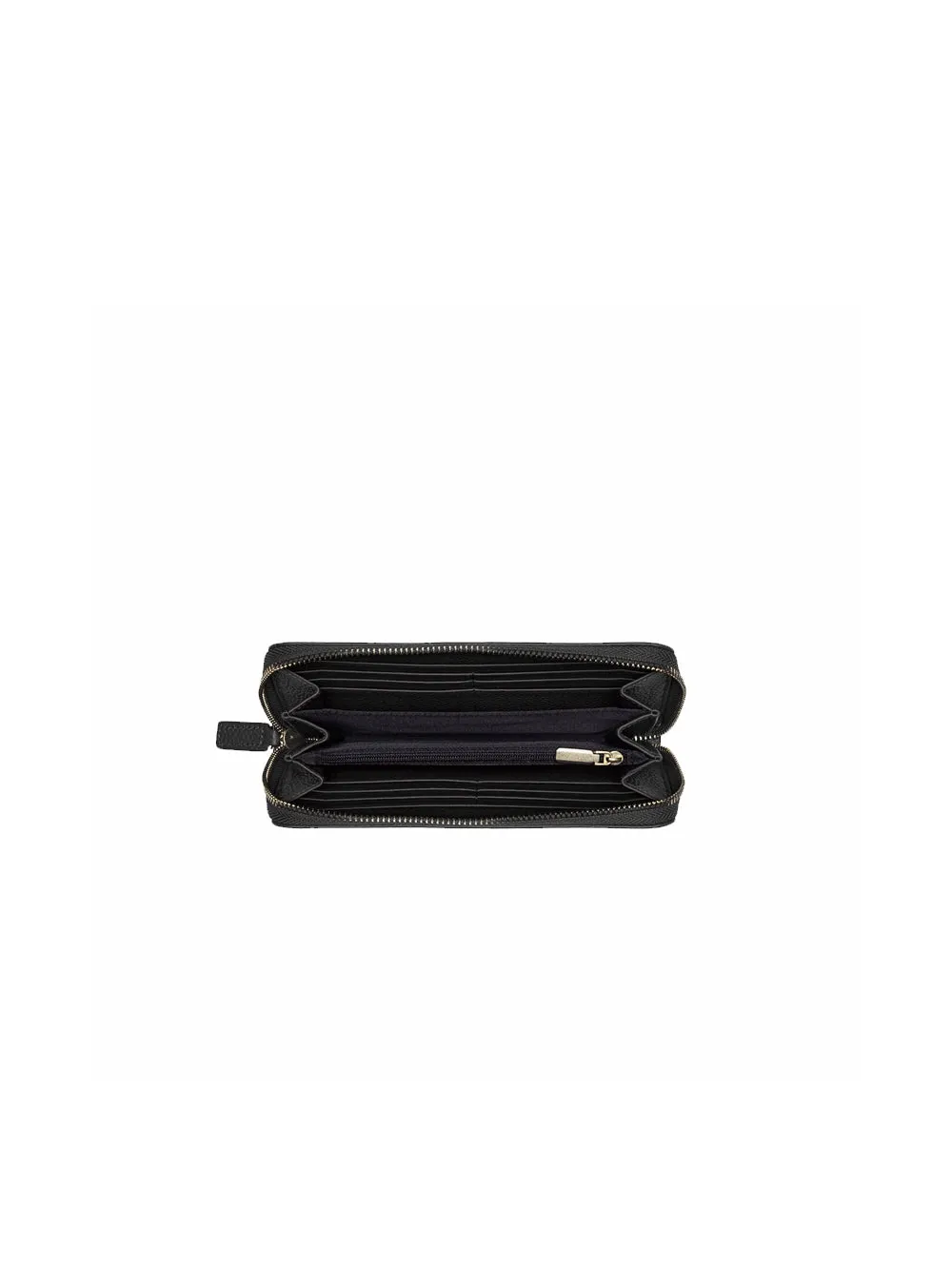 Drilled Logo Big Wallet Tumb Leather - Black
