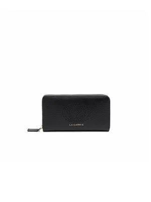 Drilled Logo Big Wallet Tumb Leather - Black