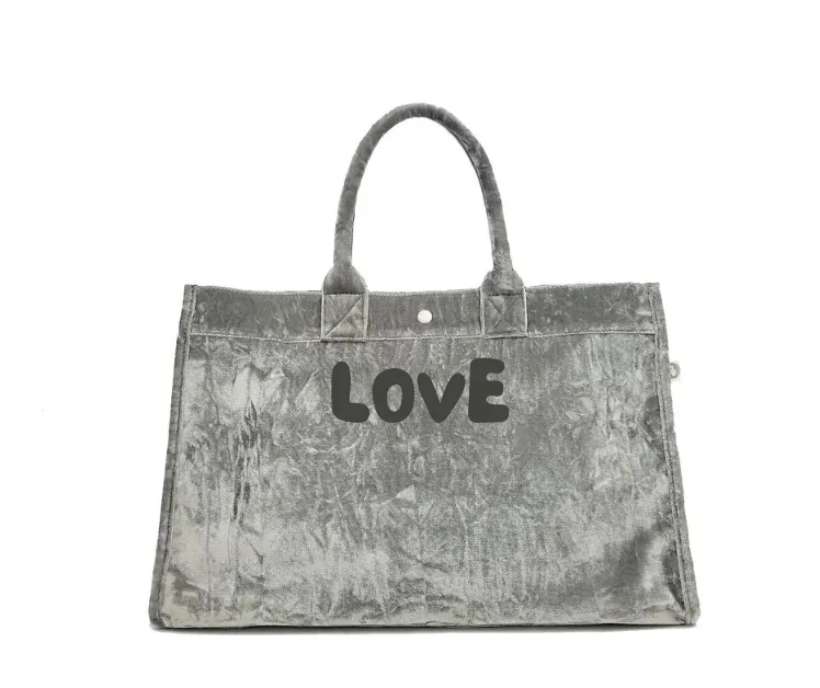 East West Bag: Grey Crushed Velvet  LOVE