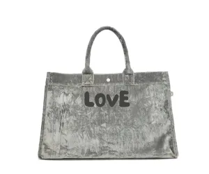 East West Bag: Grey Crushed Velvet  LOVE
