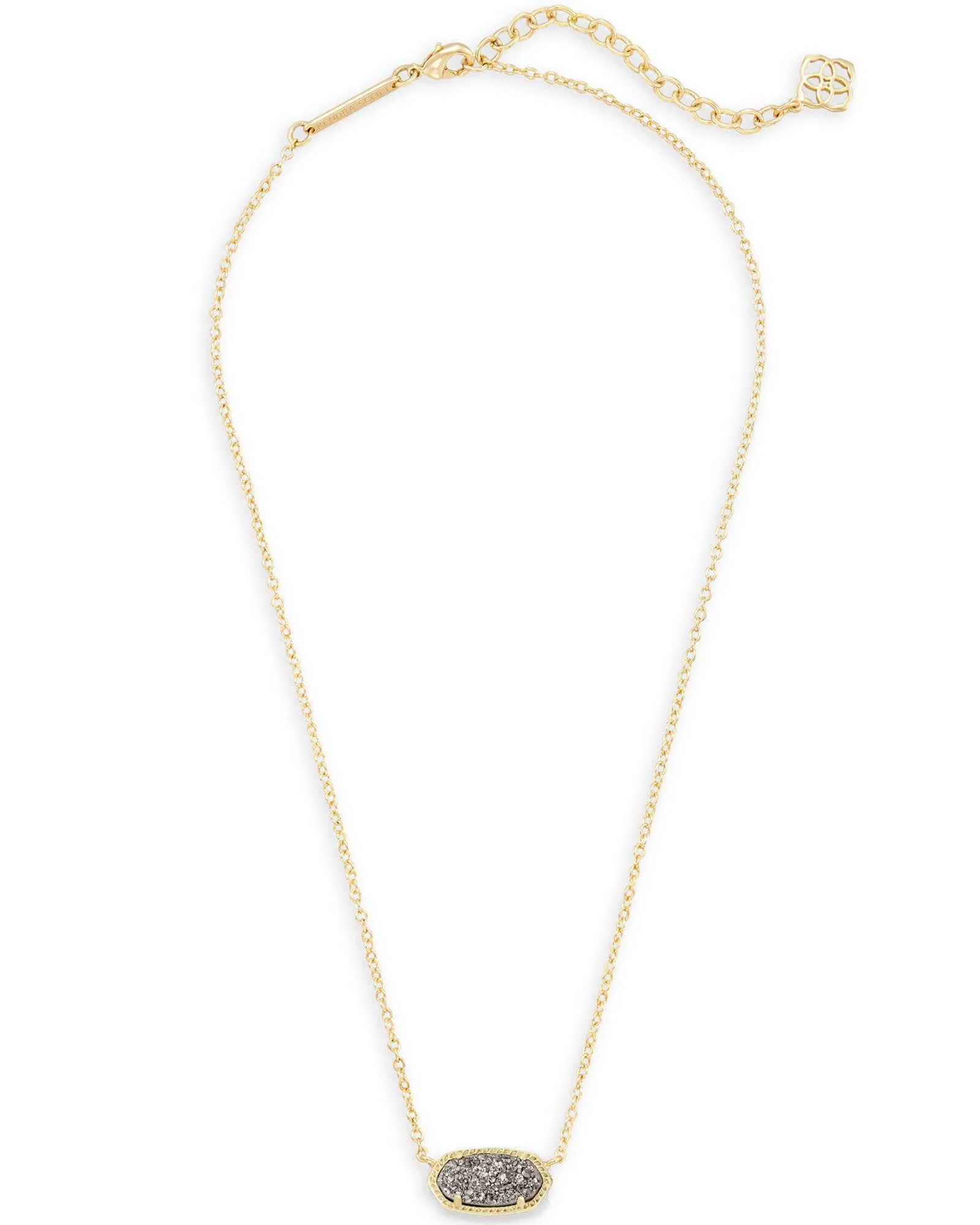 Elisa Gold Pendant Necklace in Platinum Drusy