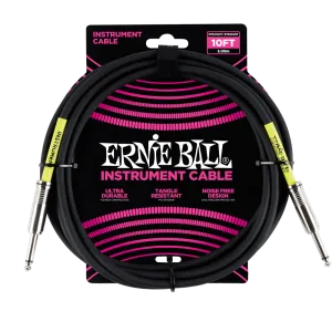 Ernie Ball 3 Meters Straight / Straight Instrument Cable, Black