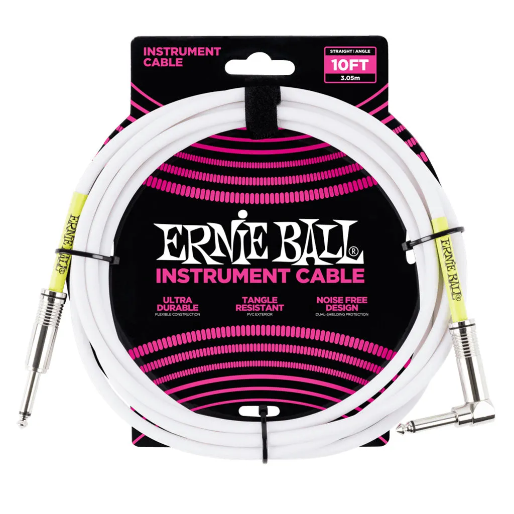 Ernie Ball 3 MetersStraight / Angle Instrument Cable, White