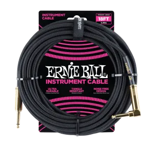 Ernie Ball 5.5 Meters Braided Straight / Angle Inst Cable, Black