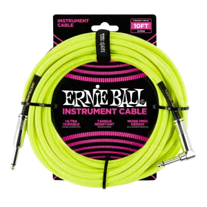 Ernie Ball Braided Cable P06080 - 10FT YELLOW