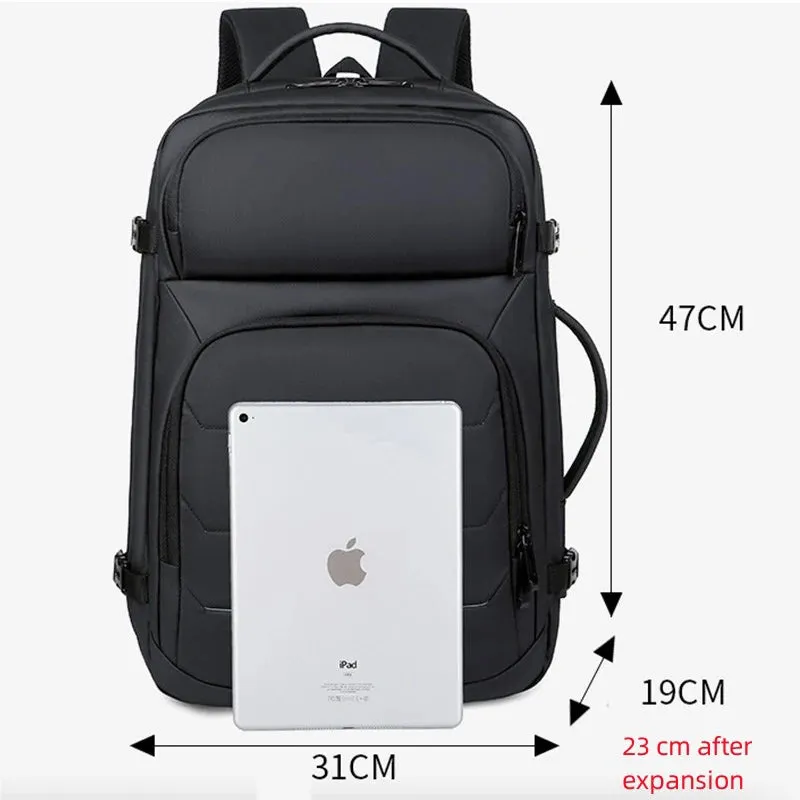 Expandable 17-inch Men’s Laptop Backpack – Waterproof Notebook Bag with USB, Schoolbag, Sports Travel Backpack for Men