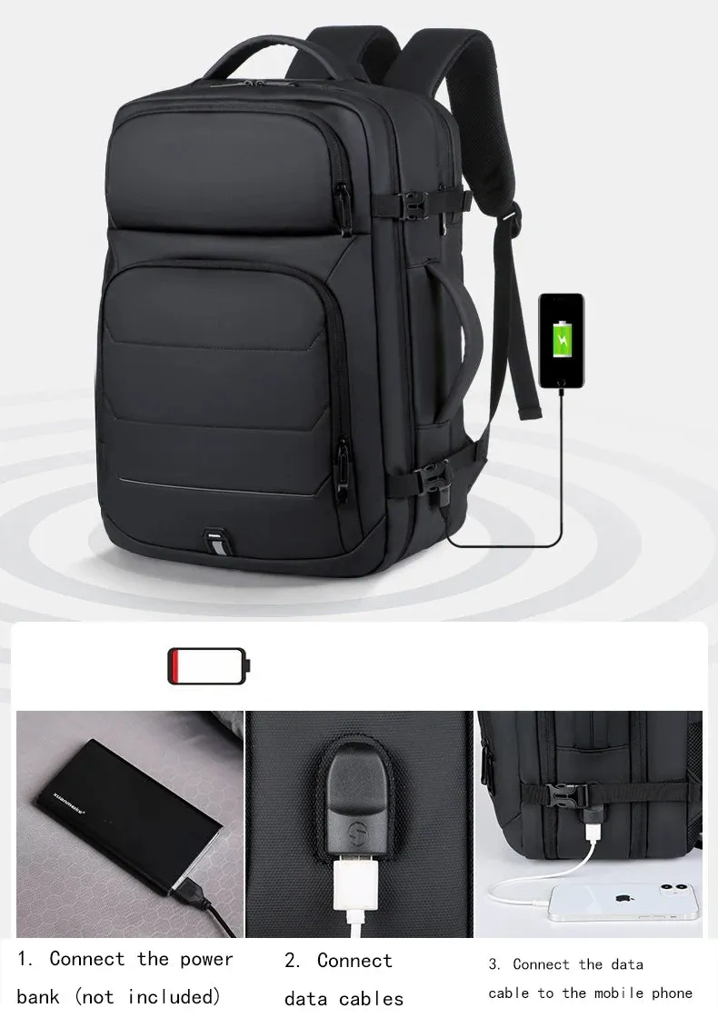 Expandable 17-inch Men’s Laptop Backpack – Waterproof Notebook Bag with USB, Schoolbag, Sports Travel Backpack for Men