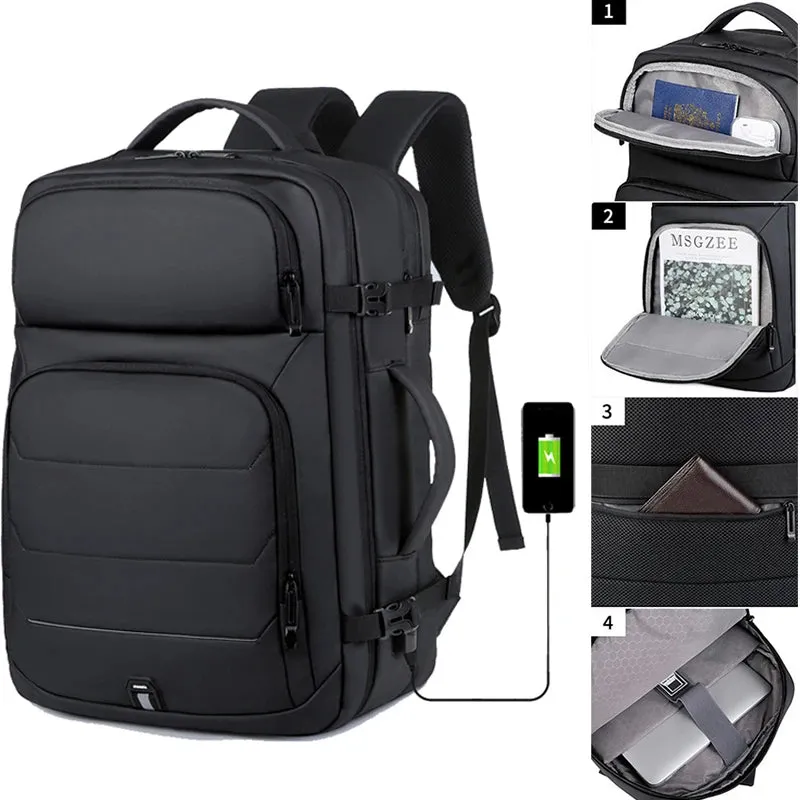 Expandable 17-inch Men’s Laptop Backpack – Waterproof Notebook Bag with USB, Schoolbag, Sports Travel Backpack for Men