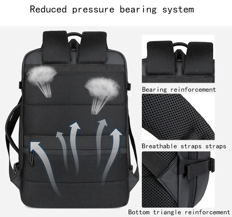 Expandable 17-inch Men’s Laptop Backpack – Waterproof Notebook Bag with USB, Schoolbag, Sports Travel Backpack for Men