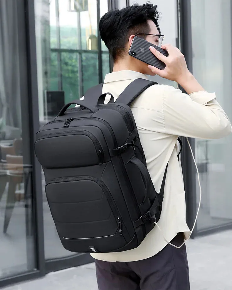 Expandable 17-inch Men’s Laptop Backpack – Waterproof Notebook Bag with USB, Schoolbag, Sports Travel Backpack for Men