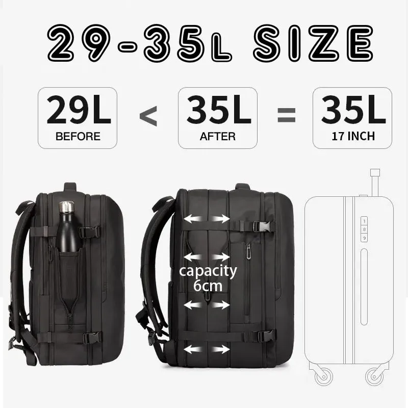 Expandable Backpack Business Travel Bag Black