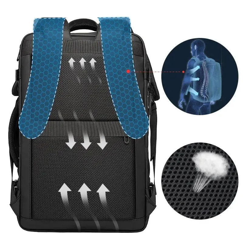 Expandable Backpack Business Travel Bag Black