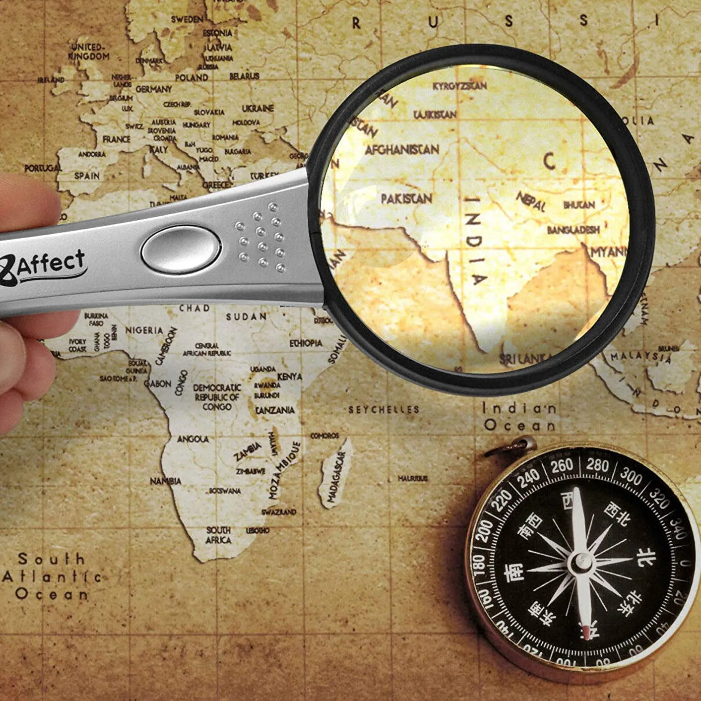 Extra Lightweight Magnifying Glass with Light - With higher magnification secondary lens  - 4 sizes