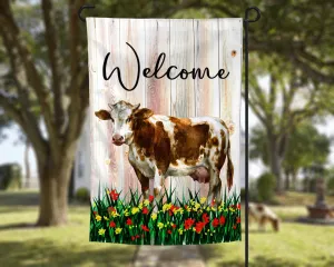Farmhouse Welcome Cow Garden Flag