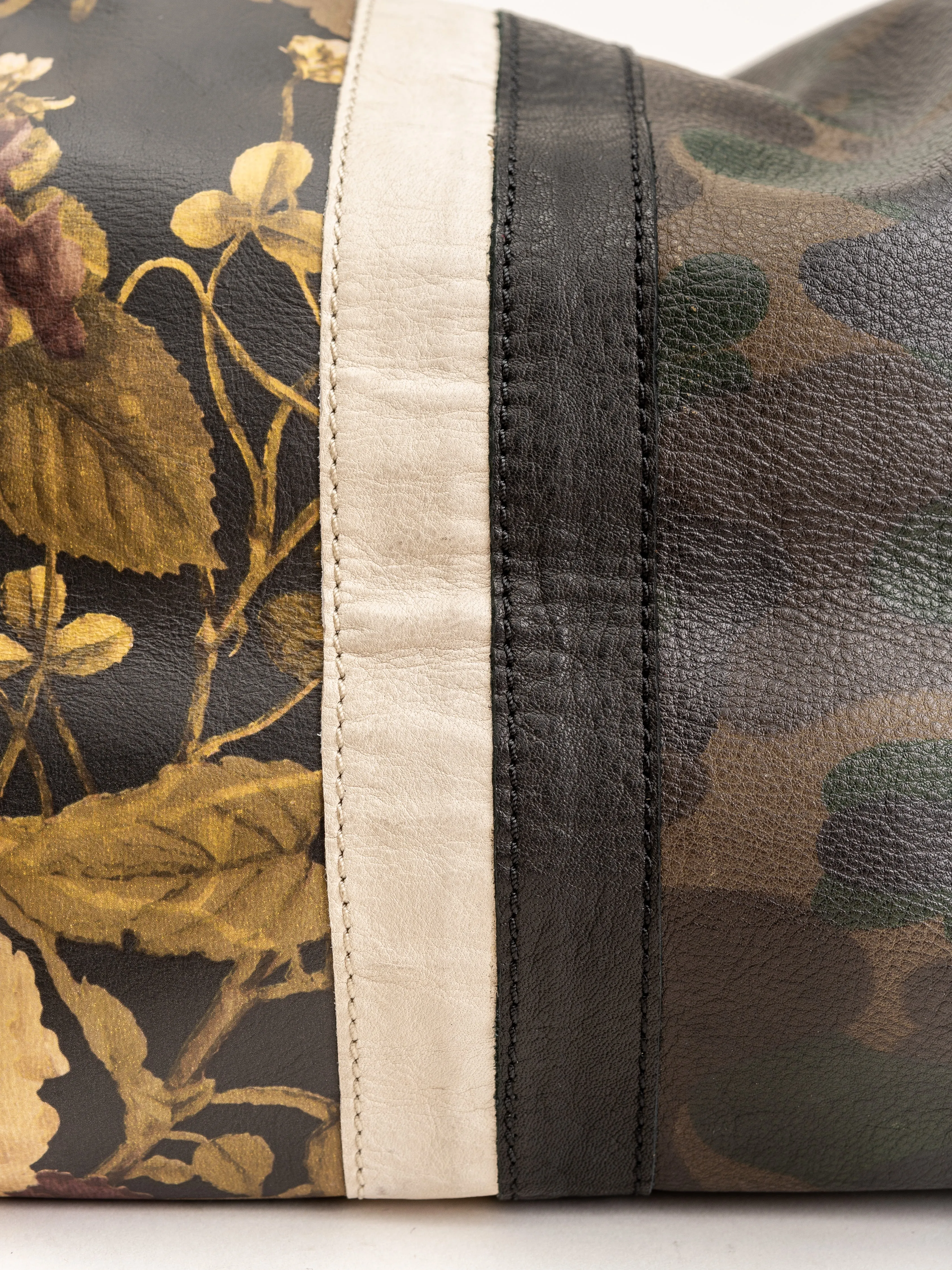 foldover tote - black peony & dark camo