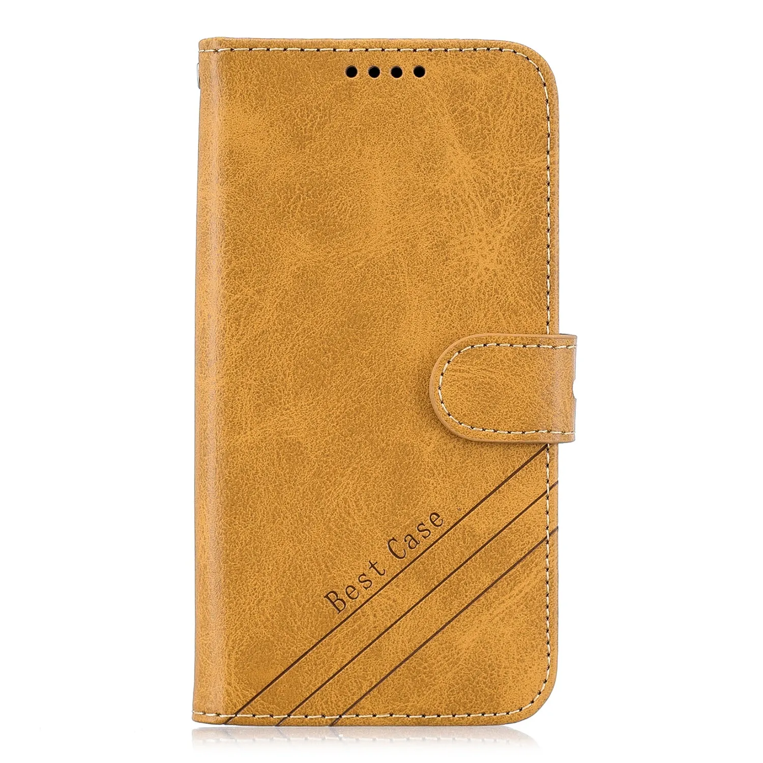For Redmi Note 8T/Redmi 8/Redmi 8A Case Soft Leather Cover with Denim Texture Precise Cutouts Wallet Design Buckle Closure Smartphone Shell  brown