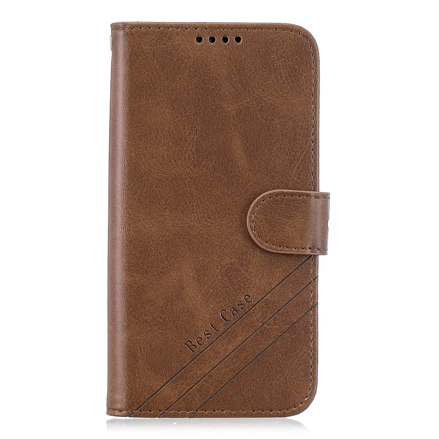 For Redmi Note 8T/Redmi 8/Redmi 8A Case Soft Leather Cover with Denim Texture Precise Cutouts Wallet Design Buckle Closure Smartphone Shell  brown