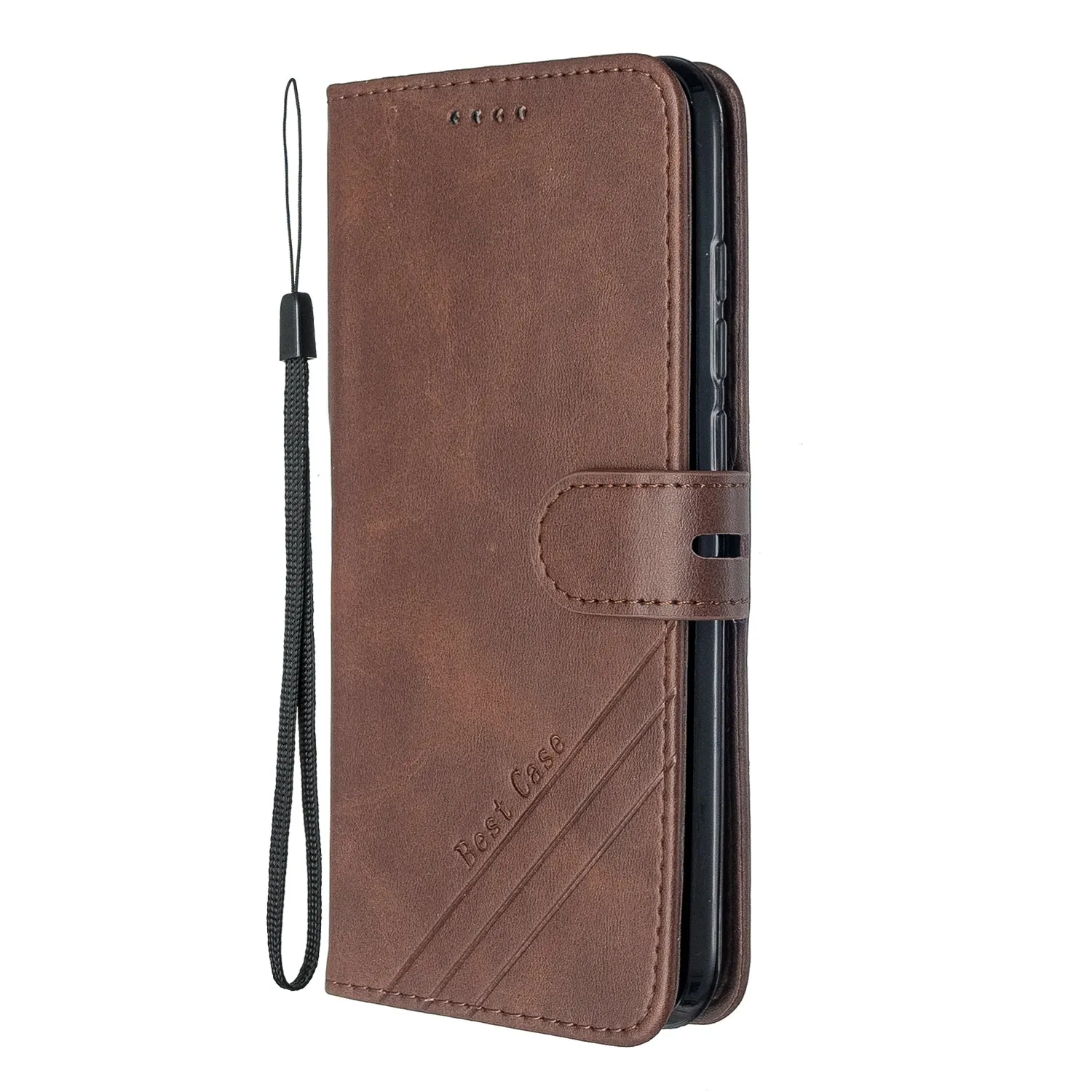 For Redmi Note 8T/Redmi 8/Redmi 8A Case Soft Leather Cover with Denim Texture Precise Cutouts Wallet Design Buckle Closure Smartphone Shell  brown