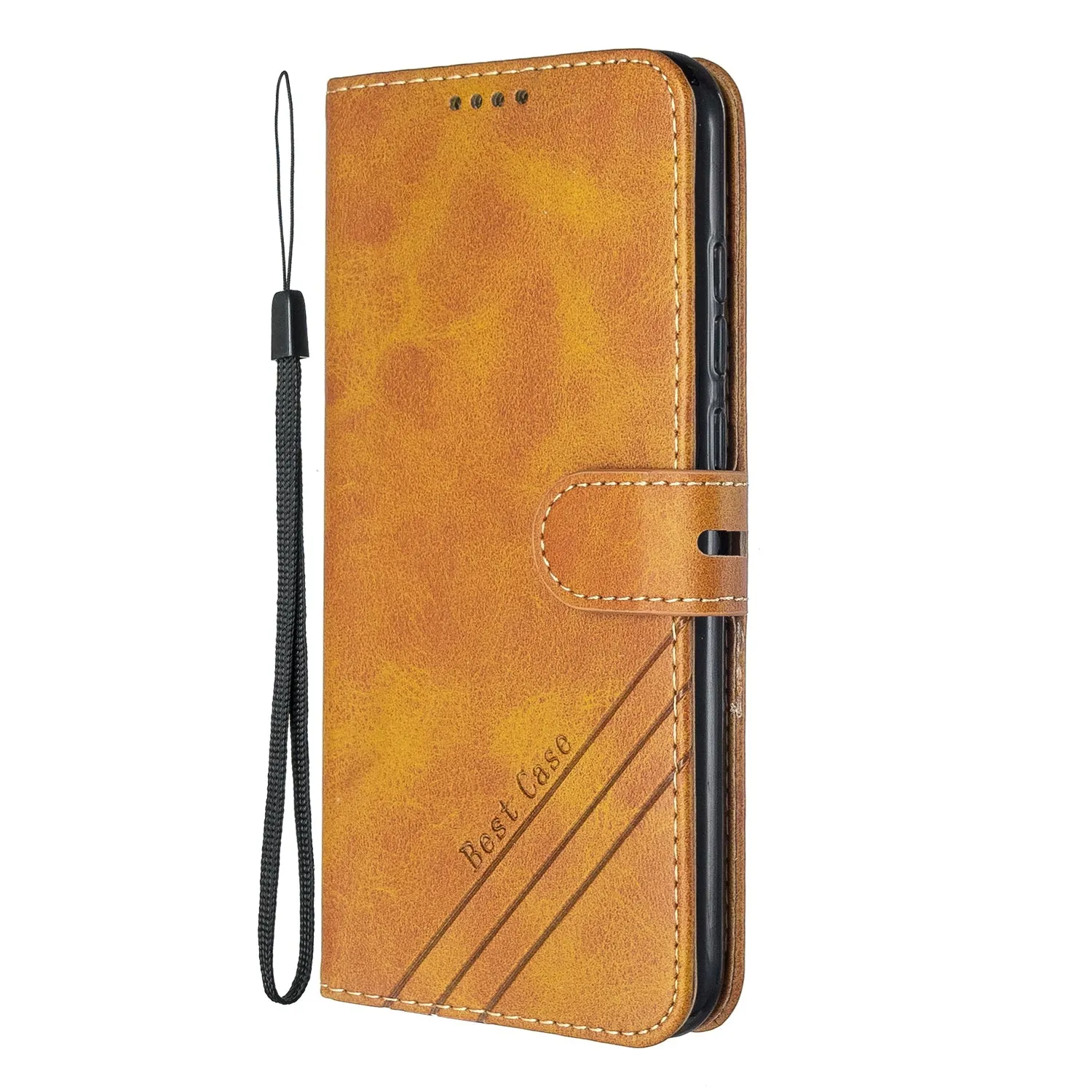 For Redmi Note 8T/Redmi 8/Redmi 8A Case Soft Leather Cover with Denim Texture Precise Cutouts Wallet Design Buckle Closure Smartphone Shell  brown