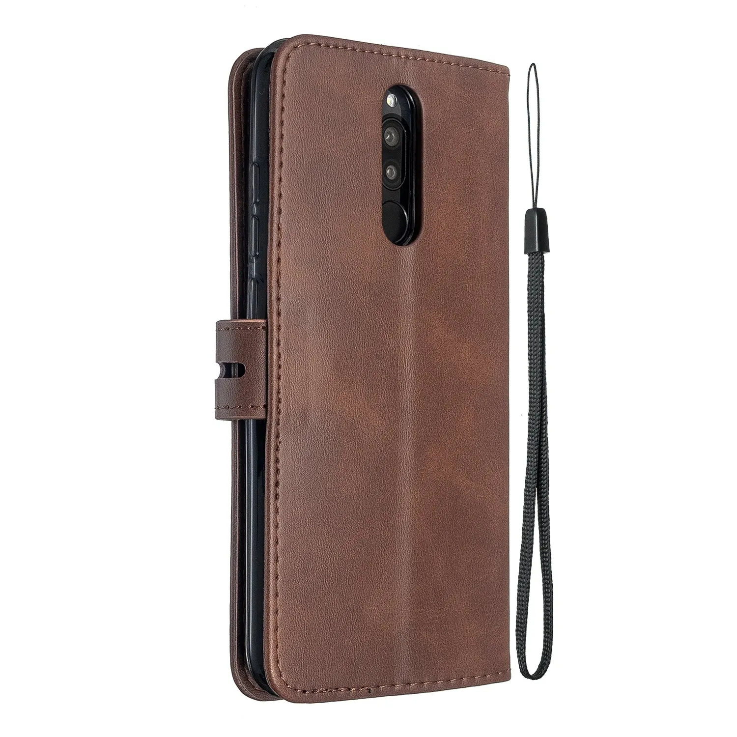 For Redmi Note 8T/Redmi 8/Redmi 8A Case Soft Leather Cover with Denim Texture Precise Cutouts Wallet Design Buckle Closure Smartphone Shell  brown