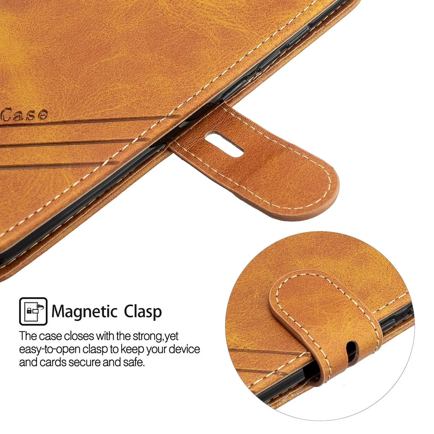 For Redmi Note 8T/Redmi 8/Redmi 8A Case Soft Leather Cover with Denim Texture Precise Cutouts Wallet Design Buckle Closure Smartphone Shell  brown