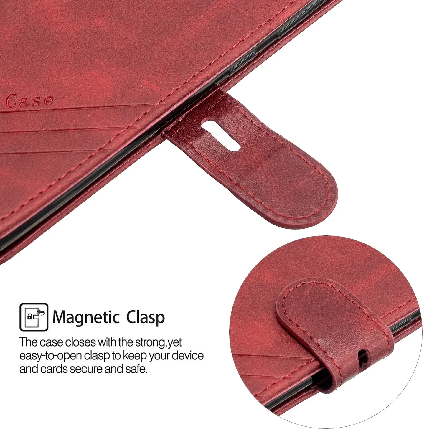 For Samsung A51/A71/M30S Case Soft Leather Cover with Denim Texture Precise Cutouts Wallet Design Buckle Closure Smartphone Shell  red