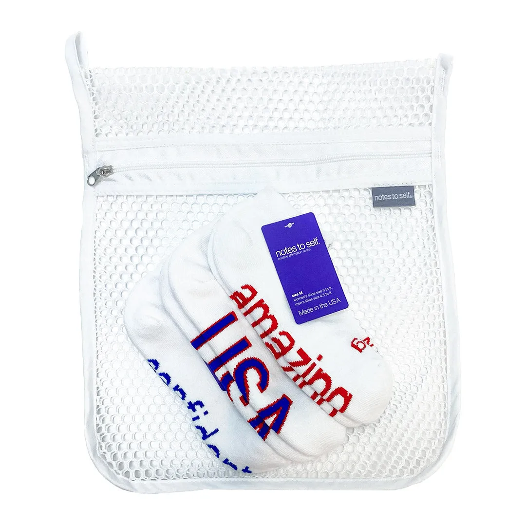 Go USA! laundry bag set with 3 pairs of socks