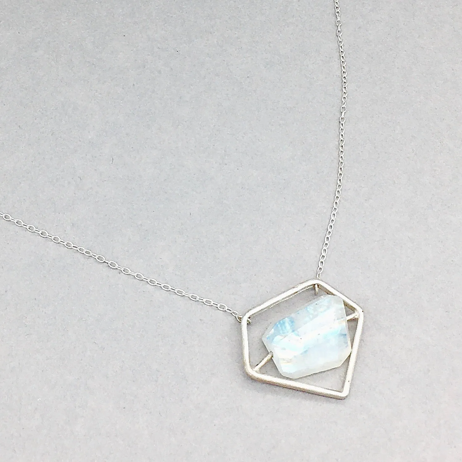 Goddess Power Pendant Handmade with Sterling Silver and Rainbow Moonstone